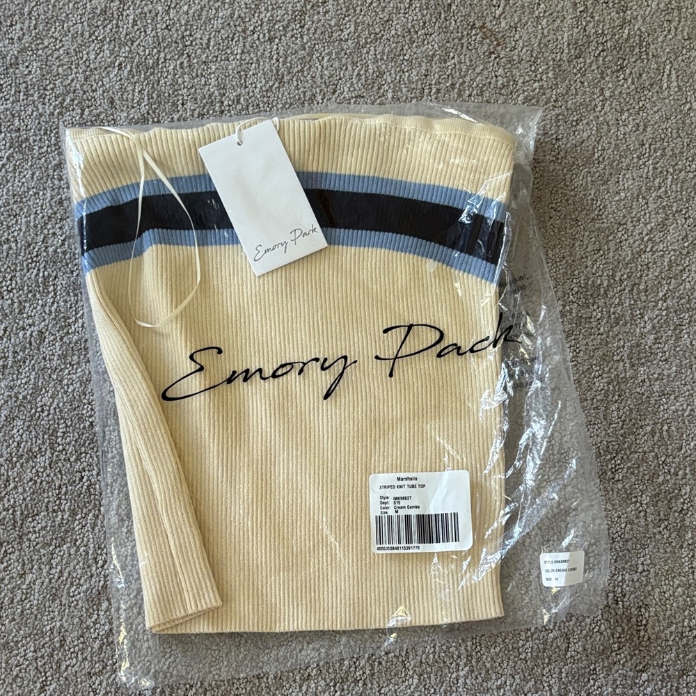 Emory Park Beige and Blue Striped tube top